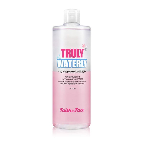 Faith in Face Truly Waterly Makeup Removing Cleansing Water, Deep Clean Gentle Hypoallergenic Cleanser Cosmetics Remover Skin Toner K Beauty Hydrating Moisturize Skincare, 16.9 fl oz
