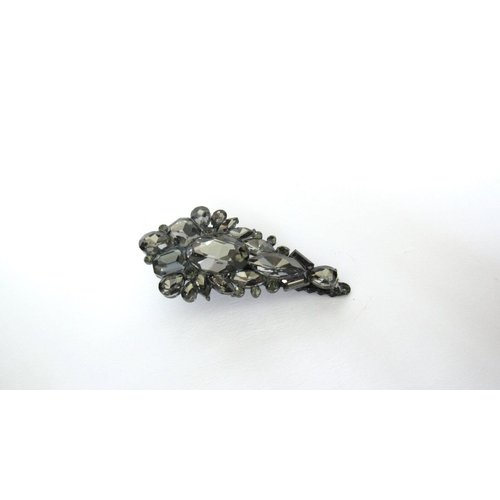 Generic Chuncky gray crystal black metal hair pin alligator clip