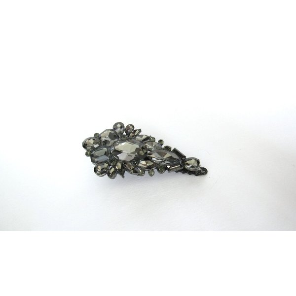 Generic Chuncky gray crystal black metal hair pin alligator clip