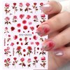 6 Sheets Flower Nail Art Stickers 3D Self-Adhesive Spring Rose Nail Decals Charming Pink Rose Floral Designs Nail Stickers for Acrylic Nail Art Red Rose Nail Art Decoration for Women Girls DIY