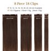 MY-LADY 140g Double Weft Clip in 100% Remy Human Hair Extensions #4 Medium Brown Grade 7A Quality Full Head Thick Thickened Long Soft Silky Straight 8pcs 18clips for Women Fashion 18" / 18 inch