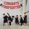 Red Glitter Congrats Firefighter Banner, First in Last Out/Class of 2024/So Proud of You, 2024 Graduation Party Decorations Supplies