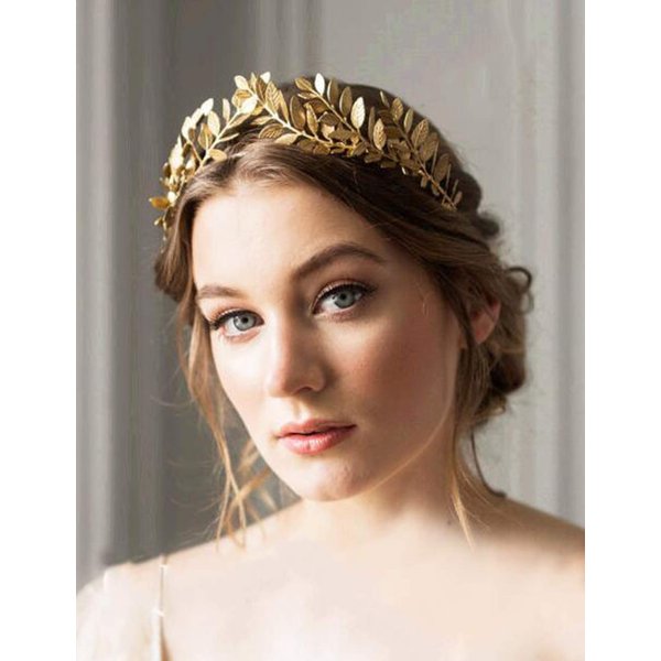 Chargances Goddess Leaf Headband Costumes Gold Leaf Branch Hair Band Crown Bridal Wedding Headpiece Bohemia Leaf Hairpiece for Women and Girls (Rose Gold)