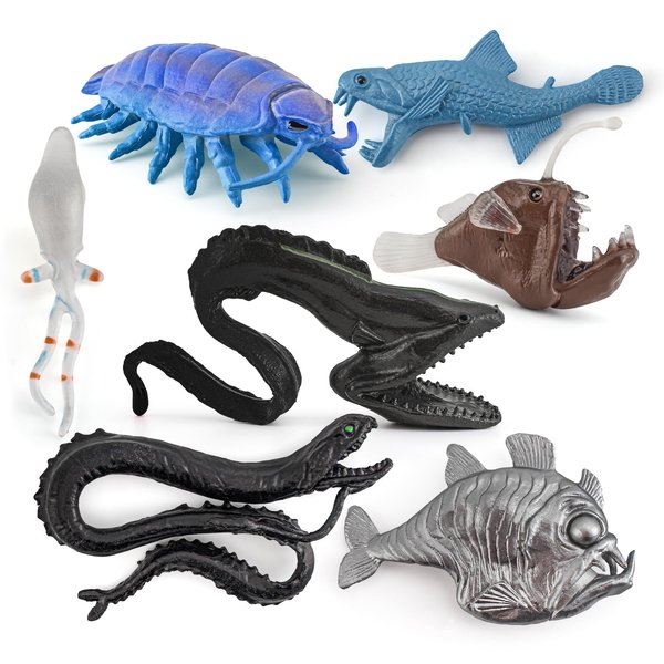 BRETOYIN Mini Incredible Sea Creatures Toys for Kids Deep Ocean Animals Figures Marine Animal Toys 2-4 Inch Cake Topper Educational School Project for Kids Toddlers
