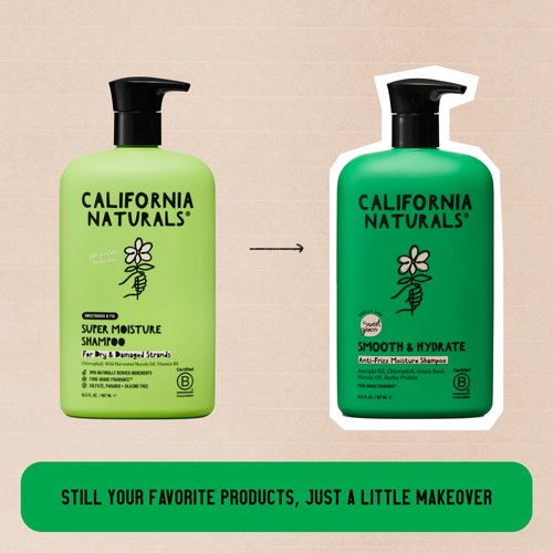 California Naturals Super Moisture Shampoo for Dry Damaged Hair, Hydrating Shampoo, Scalp & Hair Care for Women & Men, Natural, Vegan, Cruelty, Paraben & Sulfate Free, Color Safe, 16.5 fl oz