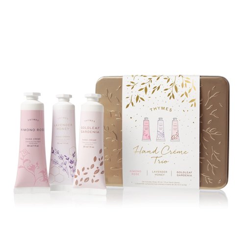 Thymes Hand Cream Trio - Kimono Rose, Lavender Honey & Goldleaf Gardenia