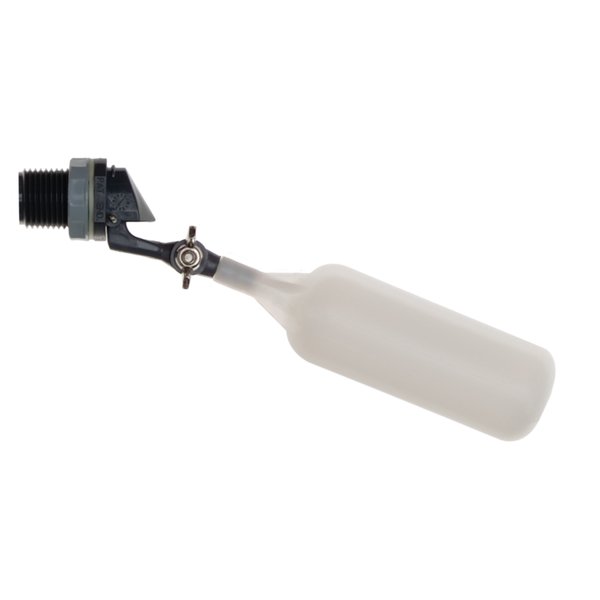 Kerick Valve MA052 PVC Mini Float Valve, Tank Mount, Adjustable Arm, 1.5 gpm at 60 psi, 1/2" NPT Male