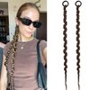 Dreamlover Y2K Braided Hair Bun Extensions, Pre Braided Ponytail Extensions with Hair Ties, Synthetic Long Pony Tail Hair Extensions for Women, Stylish Girls Fake Hairpieces, Light Brown, 2 Pieces