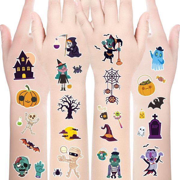 Luminous Halloween Temporary Tattoos for Kids,Bulk Halloween Party Favors-360Pcs Glow Halloween Fake Tattoos for Boys and Girls,Halloween Decorations,Games Gift Prizes for Kids,Goodie Bag Fillers