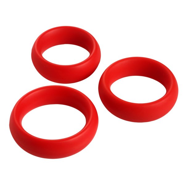 Trinity Vibes 3 Piece Silicone Cock Ring Set, Red