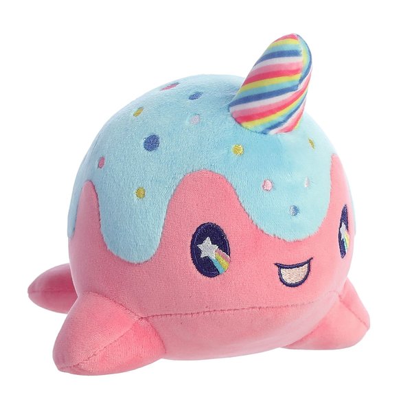 Aurora® Enchanting Tasty Peach® Lollipop Nomwhal Stuffed Animal - Bright & Colorful Design - Showpiece Plush - Pink 7 Inches