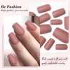 LuckForever 240pc Matte Square Press on Nails Medium Glue on Nails Brown Fake Nails Medium Square Acrylic Nails Press on Nails Full Cover Artificial False Fingernails with Nail Glue Adhesive Tabs