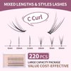 Individual Lashes 220 Clusters Eyelashes Extensions 4 Types Natural Fairy Manga Lashes 6-11mm Mixed Lashes Clusters DIY at Home (A Type & Fishtail & Fairy & Bottom Lashes)