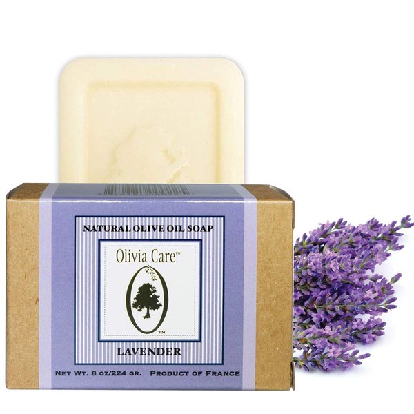 Olivia Care Premium Bath & Body Bar Soap | Organic & Natural | Olive Oil | Repairs, Hydrates, & Deep Cleans | Repair Dry Skin | Made in USA | 8 OZ - LAVENDER