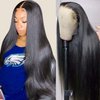 SUNKASA 13x4 Lace Front Wigs Human Hair Pre Plucked Straight HD Frontal Wigs for Black Women Human Hair Glueless Wig Natural Black 18 Inch