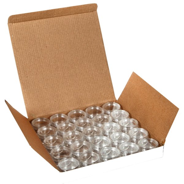 Vivaplex, 25 Clear, 10 Gram Plastic Pot Jars, Cosmetic Containers, With Lids.