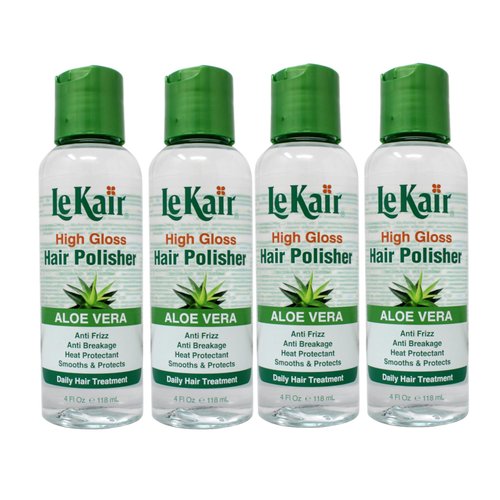 LeKair High Gloss Hair Polisher with Aloe Vera, Anti Frizz, Anti Breakage, Heat Protectant, Smooths & Protects Daily Hair Treatment 4 fl. Oz - 4 Pack