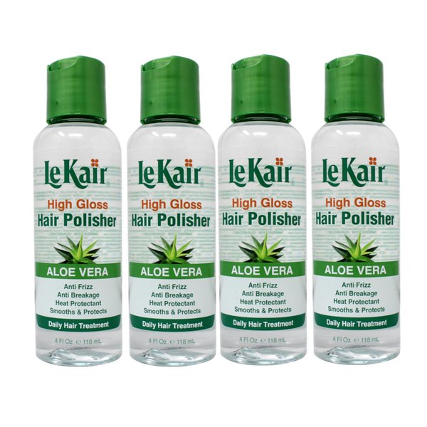 LeKair High Gloss Hair Polisher with Aloe Vera, Anti Frizz, Anti Breakage, Heat Protectant, Smooths & Protects Daily Hair Treatment 4 fl. Oz - 4 Pack