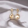Sttiafay Vintage Crystal Teardrop Earrings Rhinestone Drop Earrings Sparkly Cz Teardrop Dangle Earrings Gold Square Gem Stud Earrings Jewelry for Women and Girls