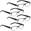 LUR READING GLASSES 4 pack Two-color frame Readers (BlackClear)