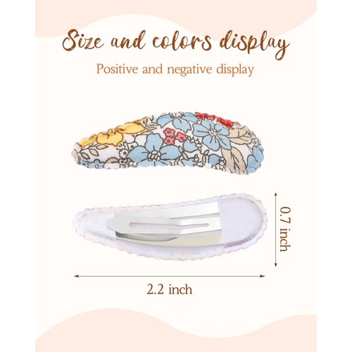 doboi 40 Pcs 2.2 Inches Toddler Hair Clips Floral Print Baby Girl Hair Bows Clips Non Slip Wrapped Snap Hair Barrettes Hair Accessories for Baby Toddler Girls