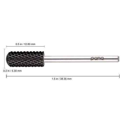 PANA Smooth Top Small Barrel 3/32" Shank Size - (DLC Black, Coarse Grit) - Fast remove Acrylic or Hard Gel Nail Drill Bit for Manicure Pedicure Salon Professional or Beginner