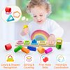 PEBIRA Montessori Toys for 1 2 3 Year Old Boys Girls Toddlers, Heightened Peg-free Wooden Stacking Toys, Shape Sorter Learning Toys, Birthday Gift for Baby Kid Age 1-4 Preschool Toy, Various Game Play