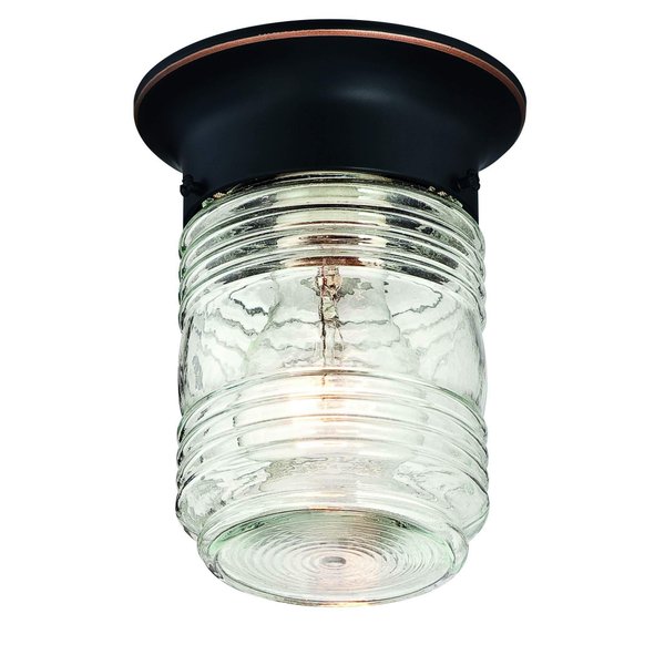 Design House 587238 Jelly Jar 1-Light Indoor/Outdoor Flush Mount Ceiling Light, Oil Rubbed Bronze