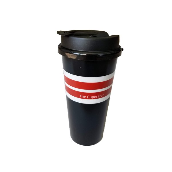 Cuperator Travel Mug - Insulated Reusable Drink Cup (16, Black, Red, White)