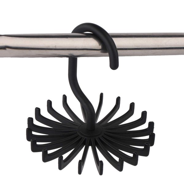 Z ZICOME 3 Pack Twirl Ties Rack Closet Organizer Tie Hanger Hook Headband Holder (Black)