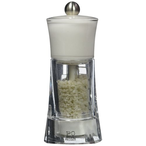 Peugeot Molene Grey “Wet” Salt Mill, 5-1/2" White, Ceramic mechanism