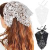 Acenail Crochet Hair Bandana Women Floral Hair Scarfs Knitted Bandana Headbands Tie Back Head Kerchief Headband Wide Elastic Knit Head Wraps Boho Summer Hair Accessories for Women and Girls (2Pcs)
