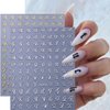 10 Sheets Retro English Letters Nail Stickers for Nail Art, Black White Gold Silver Laser English Letters Design Nail Decals 3D Self-Adhesive Letter Nail Art Stickers Nail Tip DIY Decoration for Women
