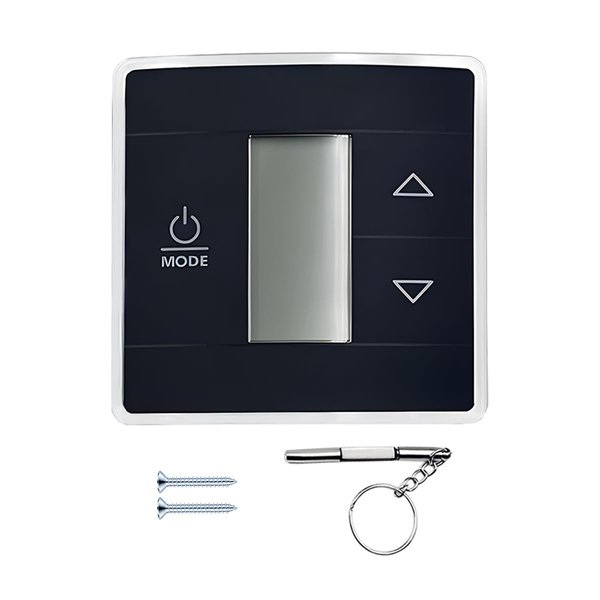 3316250.712 RV Single Zone Wall Thermostat, Manual Regulator RV Analog Thermostat Replacement with Backlight LCD Display, Micro Precise Temperature Control for Camper Conditioners (Black)