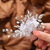 Unsutuo Flower Bride Wedding Hair Comb Silver Leaf Bridal Hair Accessories Crystal Hair Piece for Women and Girls