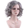 MAGQOO Old Lady Wig Granny Wig Short Curly Grandma Wig Old Women Costume Wig 100th Day of School Halloween Cosplay Costume Wig with Accessories