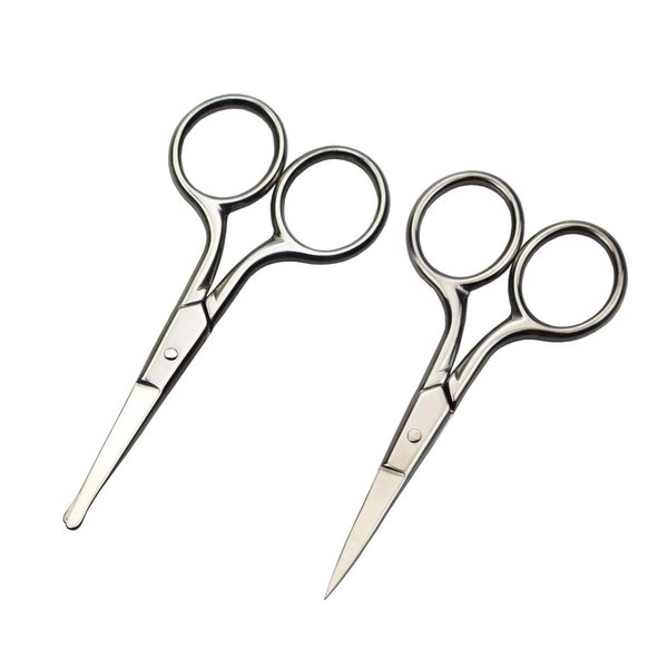 Motanar Professional Grooming Scissors for Personal Care Facial Hair Removal and Ear Nose Eyebrow Trimming Stainless Steel Fine Straight Tip Scissors 3.5” (2 Pieces)