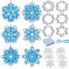 Epakh 24 Sets Snowflakes Craft Kit Snow Tissue Paper Sign Craft Winter Christmas Craft Make Your Own Xmas Tree Hanging Ornament for Holiday DIY Party Home Activities