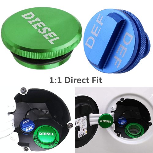 Diesel Fuel Cap for Dodge Ram, Aluminum Factory Combo Pack - Magnetic Diesel Fuel Cap & DEF Cap for RAM 1500 2500 3500 Trucks (2013-2019)