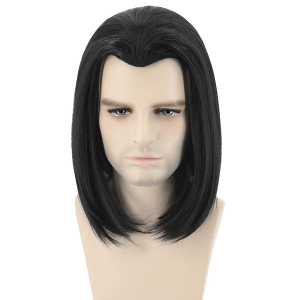 Topcosplay Men's Wig Short Black Straight Halloween Cosplay Costume Wigs