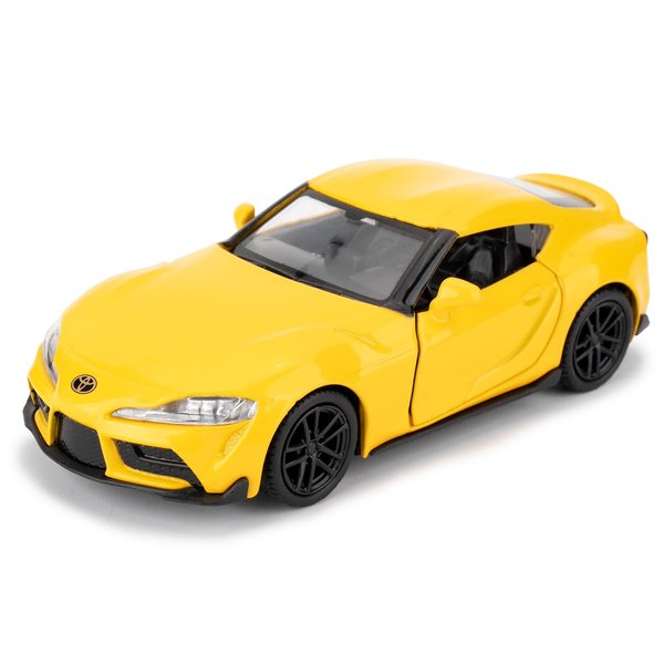 RMZ City 1/36 Toyota Supra Alloy Model Car with Pull Back Function Toy Car for Collecting and Decorating Model Toys, Car Gifts for Boys and Girls (Yellow)