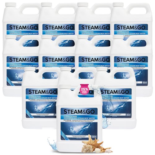 Steam & Go Demineralized Water - Multi-Surface Cleaner, PVC-Free Ready-to-Use for Mops & Floor Steamers - Ideal for Kitchen, Bathroom, & Home Surfaces - Clean Ocean Scent - 32oz (Pack of 12)