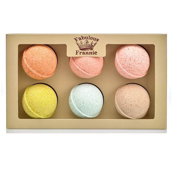 Fabulous Frannie Bath Bomb Wellness Gift Set Pure Essential Oil, Coconut Oil, Witch Hazel, Fizzies to Moisturize Skin 2.5oz (Pack of 6)