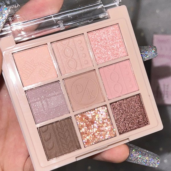 AMY'S DIARY Matte Shimmer Pink Eye Shadow Palette Makeup,Eyeshadow Long Lasting Waterproof Cruelty-Free, 9 Blendable Shades in Smooth Matte and Shimmer Finishes with Gorgeous Pearls for Girls (16#)