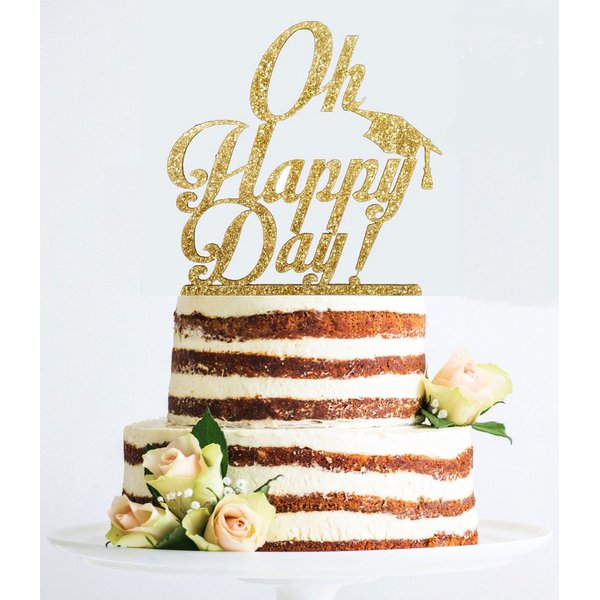 [USA-Sales] Graduation Cake Topper, Oh Happy Day Cake Topper, Graduation Party, Grad Decoration, by USA-Sales Seller