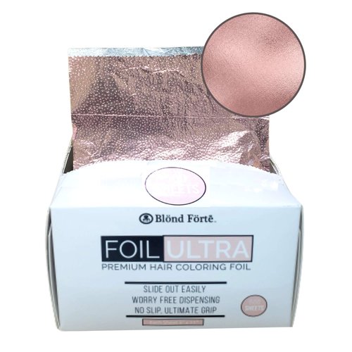 Blond Forte Rose Pop Up Hair Color Foil, Highlight Application Foil, 500 Sheet Dispenser, Coloring Aluminum Hair Foil 5”x11”