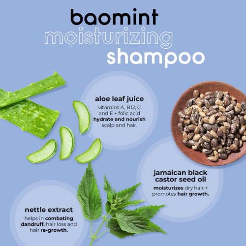 adwoa beauty Baomint™ Moisturizing Shampoo With Baobab, Rosemary, Mint and Jamaican Black Castor Oils To Aid Hair Growth ​And Support Length Retention For Coily and Curly Hair - 3.3 oz.