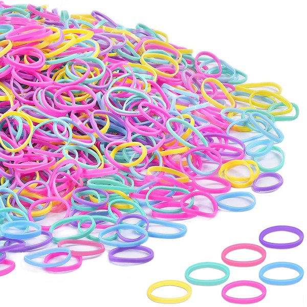 Colored Rubber Bands for Hair,TsMADDTs 1500PCS Hair Elastics No Damage for Girls Kid Hair Braids,Small Clear Elastic Hair Ties(13mm in Width and 19mm in Length)