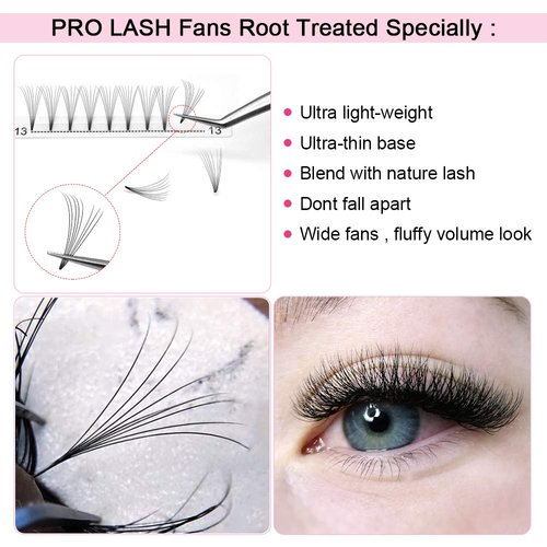 Premade Volume Eyelash Extensions 8D-D-0.07-12 Short Stem Premade Fans Eyelash Extensions 9 to 20 mm Volume Lash Extensions .07 .10 Pre made Lash Fans C D Curl (8D-D-0.07,12mm)