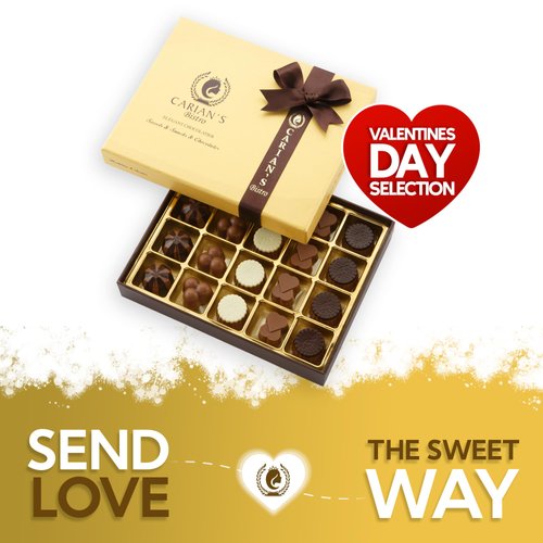 CARIANS Chocolate Gourmet Truffles Box, Assorted Pralines Holiday Gift, Chocolate Gift Box, Premium Gourmet Chocolate Gift Basket, Assortment of Milk and Dark Chocolate, Kosher, Halal, 20 Pc., 7.4 oz.